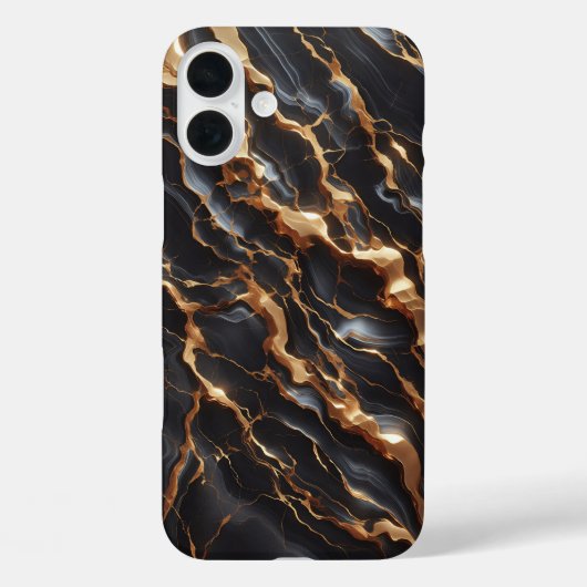 Luxury Black Marble Case - Elegant Gold & White  Case-Mate iPhoneケース (裏面)