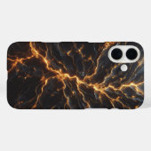 Luxury Black Marble Case Golden Electric Lightning Case-Mate iPhoneケース (裏面 (横))