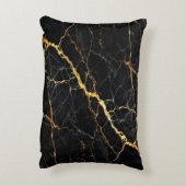 Luxury Black Marble Gold Monogram Business Brand アクセントクッション (裏面(縦))