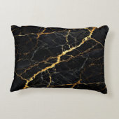 Luxury Black Marble Gold Monogram Business Brand アクセントクッション (裏面)