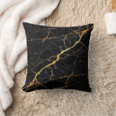 Luxury Black Marble Gold Monogram Business Brand クッション (ブランケット)