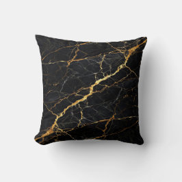 Luxury Black Marble Gold Monogram Business Brand クッション