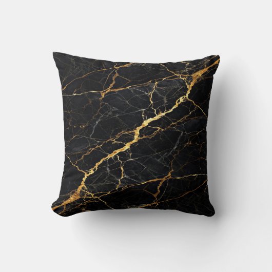 Luxury Black Marble Gold Monogram Business Brand クッション (正面)