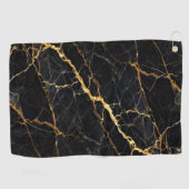 Luxury Black Marble Gold Monogram Business Brand ゴルフタオル (横)