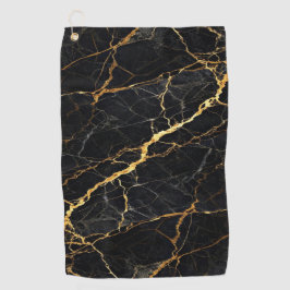 Luxury Black Marble Gold Monogram Business Brand ゴルフタオル