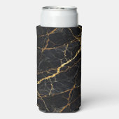 Luxury Black Marble Gold Monogram Business Brand スリム缶クーラー (Seltzer裏面)