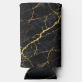 Luxury Black Marble Gold Monogram Business Brand スリム缶クーラー (裏面)