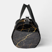 Luxury Black Marble Gold Monogram Business Brand ダッフルバッグ (右)