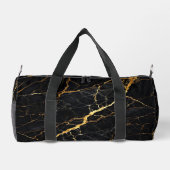 Luxury Black Marble Gold Monogram Business Brand ダッフルバッグ (裏面)