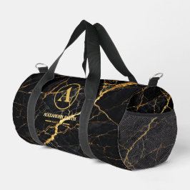 Luxury Black Marble Gold Monogram Business Brand ダッフルバッグ