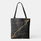 Luxury Black Marble Gold Monogram Business Brand トートバッグ (裏面)
