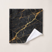 Luxury Black Marble Gold Monogram Business Brand バスタオルセット (ウォッシュタオル)
