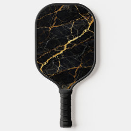 Luxury Black Marble Gold Monogram Business Brand ピックルボールラケット