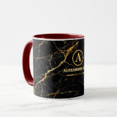 Luxury Black Marble Gold Monogram Business Brand マグカップ (正面左)