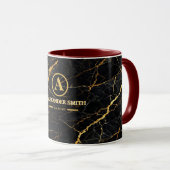 Luxury Black Marble Gold Monogram Business Brand マグカップ (正面右)