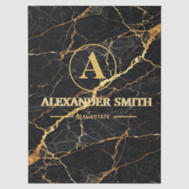 Luxury Black Marble Gold Monogram Business Brand 薄葉紙