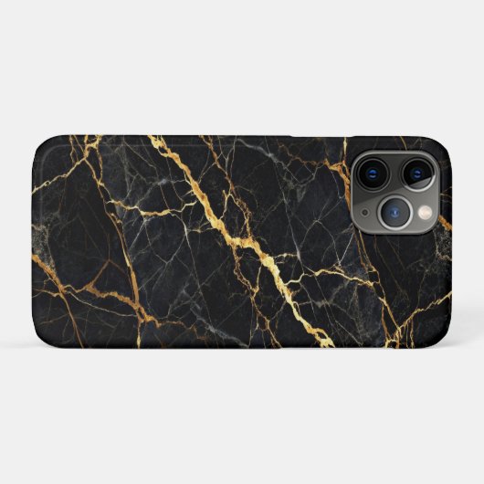 Luxury Black Marble Gold Monogram Business Brand Case-Mate iPhoneケース (裏面(横))