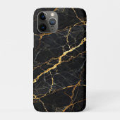 Luxury Black Marble Gold Monogram Business Brand Case-Mate iPhoneケース (裏)