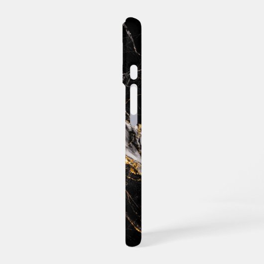 Luxury Black Marble Gold Vein Phone Case iPhone 16ケース (左側面)