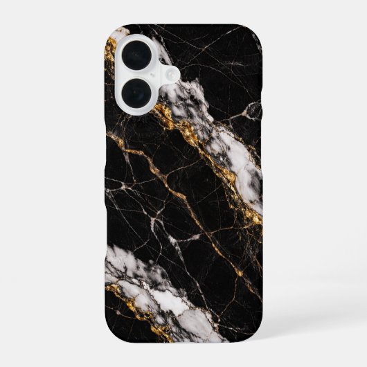 Luxury Black Marble Gold Vein Phone Case iPhone 16ケース (裏面)