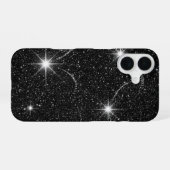 Luxury Black Night Sky Starry Sparkle iPhone 16 Ca 16ケース (裏面横)