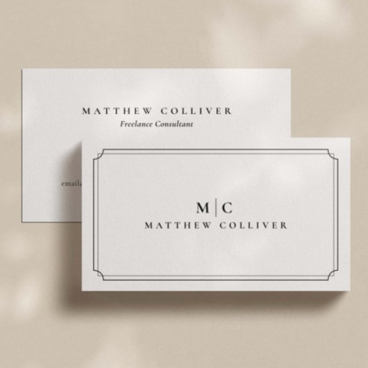 Luxury Black Professional Monogram Business Card 名刺