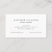 Luxury Black Professional Monogram Business Card 名刺 (裏面)