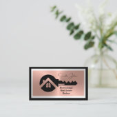 Luxury Black & Rose Gold QR Photo Real Estate  名刺 (スタンド正面)