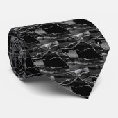 Luxury Black Silver Faux Glitter Faux Silk ネクタイ (ロール)