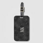 Luxury black texture white sparkles pattern ラゲッジタグ (正面縦)
