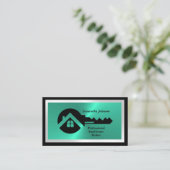 Luxury Black & Turquoise QR Code Photo Real Estate 名刺 (スタンド正面)
