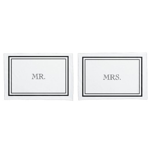 Luxury Black & Whiteミスター&ミセス 枕カバー (フロントセット)