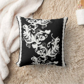 Luxury Black & White Baroque Floral クッション (ブランケット)