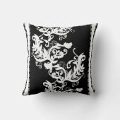 Luxury Black & White Baroque Floral クッション (裏面)