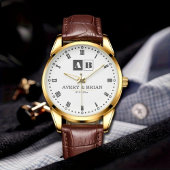 Luxury Black & White Couple’s Name Engraved  腕時計