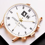 Luxury Black & White Couple’s Name Engraved  腕時計<br><div class="desc">Simple Elegant Minimal Monogram Couple’s Name Watch – Timeless Personalized Gift This Simple Elegant Minimal Monogram Couple’s Name Watch is a sophisticated and timeless piece, perfect for celebrating love and commitment. Featuring a clean and modern design, this personalized wristwatch is ideal for weddings, anniversaries, engagements, or special occasions. Key Features:...</div>