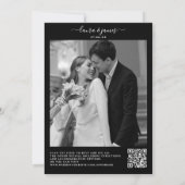 Luxury Black & White Photo QR Code Classy 結婚's 招待状 (裏面)