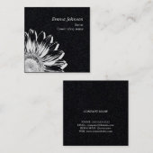 Luxury Black White Sunflower | Minimalist Florist  スクエア名刺 (正面/裏面)