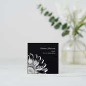Luxury Black White Sunflower | Minimalist Florist  スクエア名刺 (スタンド正面)