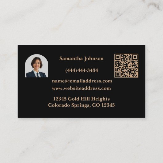 Luxury Blk Copper QR Code Real Estate  名刺 (裏面)
