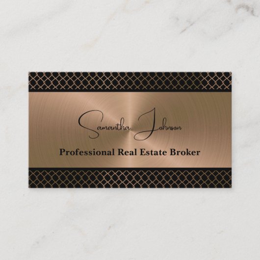 Luxury Blk Copper QR Code Real Estate  名刺 (正面)