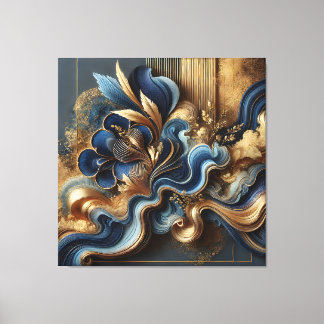 Luxury Blue and Gold Abstract Canvas | Modern Wall キャンバスプリント