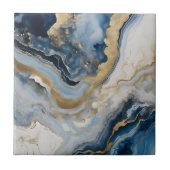 Luxury Blue and Gold Agate Geode Marble Abstract タイル (正面)