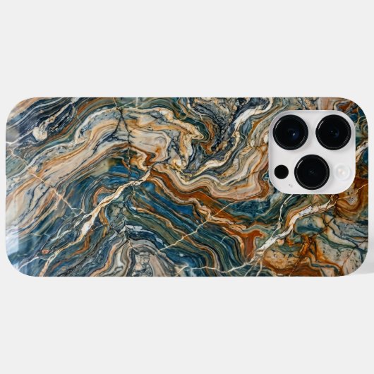 Luxury Blue and Gold Marble Swirl iPhone Case Case-Mate iPhoneケース (裏面 (横))