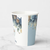 Luxury Blue And Gold Roses Floral Boy Baby Shower 紙コップ (左)
