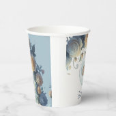 Luxury Blue And Gold Roses Floral Boy Baby Shower 紙コップ (右)