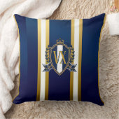 Luxury Blue and White Monogrammed Crest Decorative クッション (ブランケット)