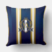 Luxury Blue and White Monogrammed Crest Decorative クッション (裏面)