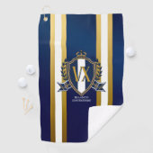 Luxury Blue and White Monogrammed Crest Decorative ゴルフタオル (インサイチュ)