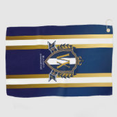Luxury Blue and White Monogrammed Crest Decorative ゴルフタオル (横)